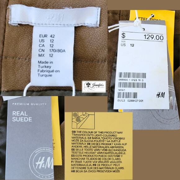 H & M BRAND NEW Genuine Suede Flap Pocket Mini Skirt Size 12 - Picture 8 of 11